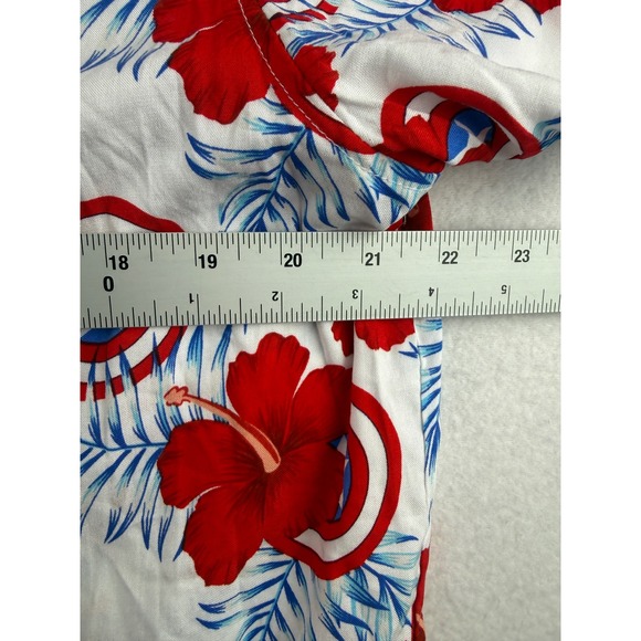 Marvel Captain America Mens Large White Red Blue Floral Shield Rayon Shirt LG - Picture 5 of 8